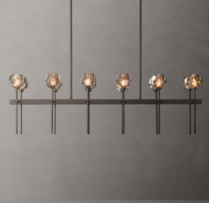 Boule de Cristal Smoke Glass Double Linear Chandelier 60"