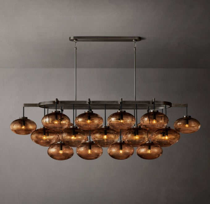 Cabrette Amber Glass Linear Chandelier 72"