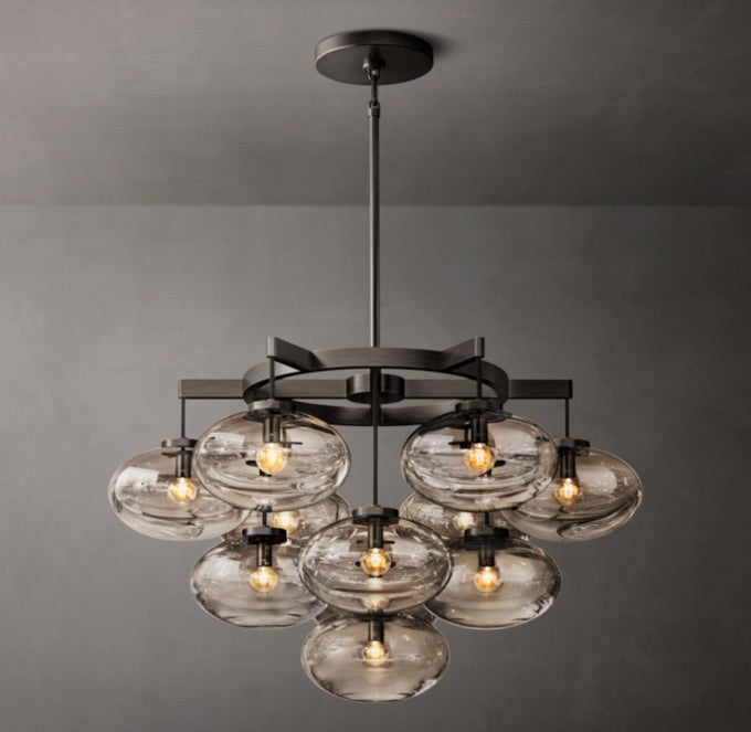 Cabrette Clear Glass Round Chandelier 36"