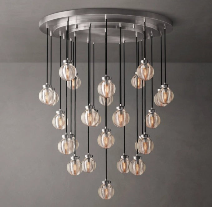 Pearl Round Crystal Chandelier 38"