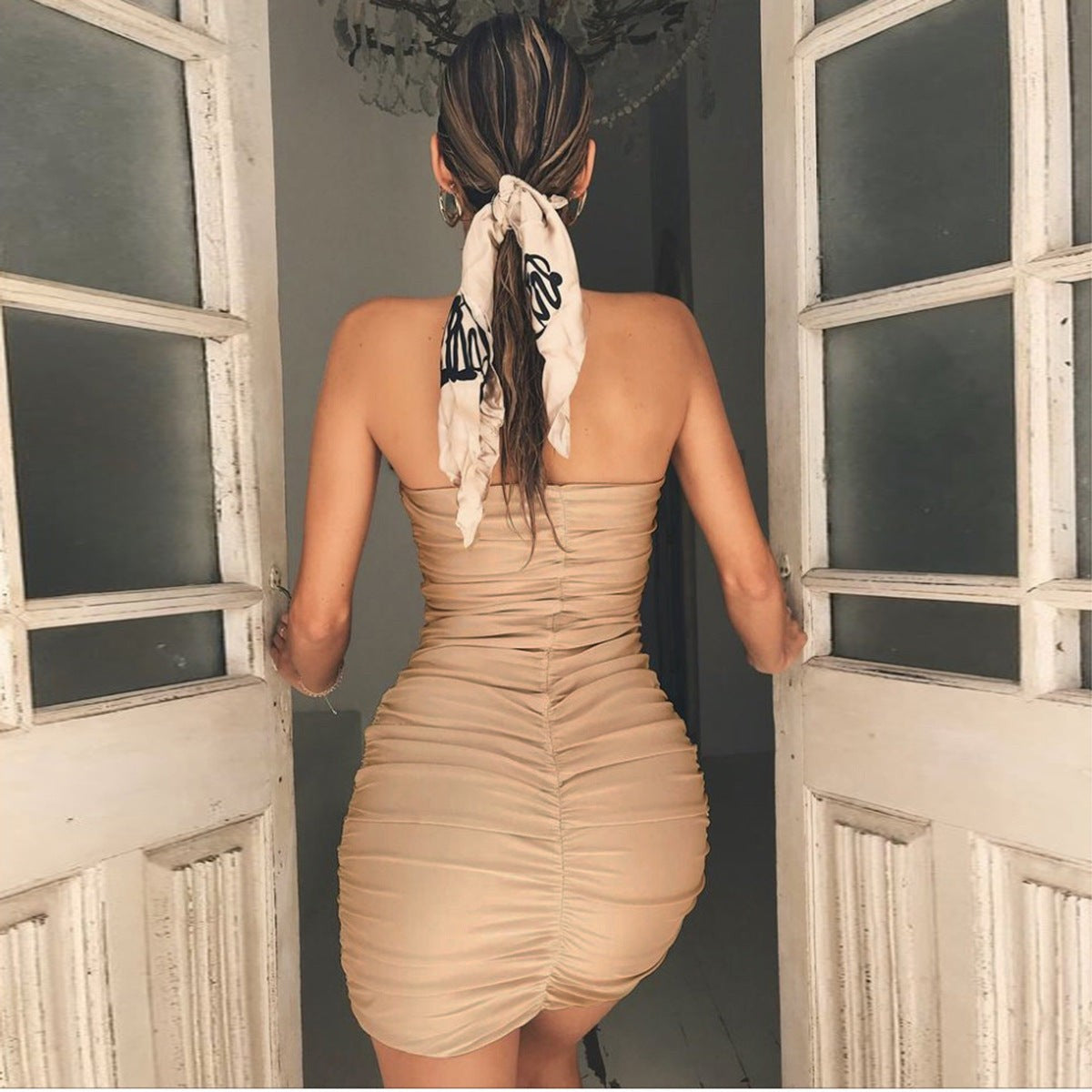 Vesna Ruched Dress-Khaki