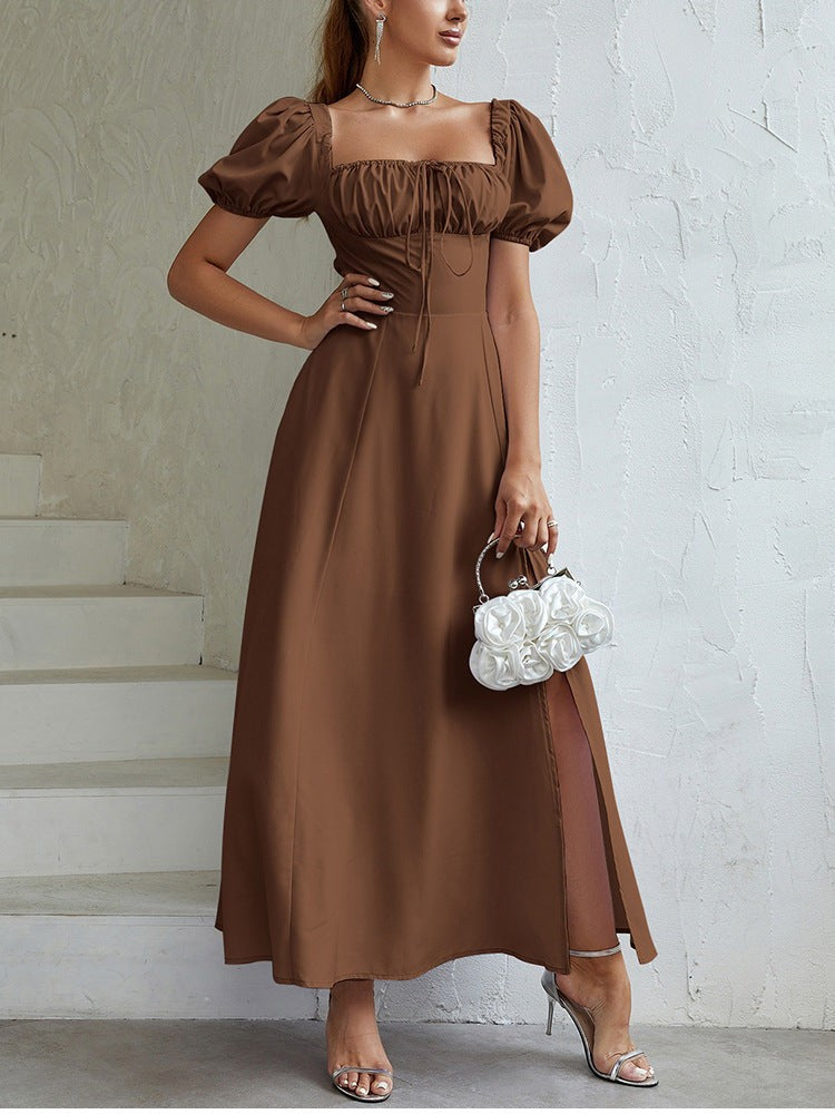 Vianelle Slit Gown-Mocha
