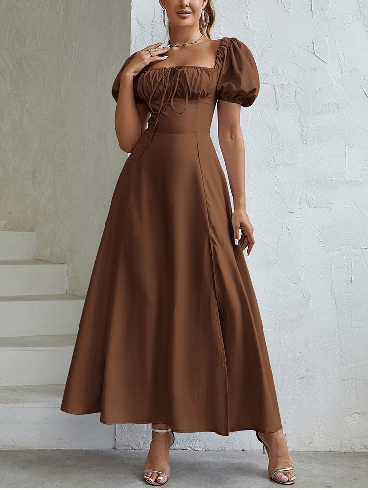 Vianelle Slit Gown-Mocha