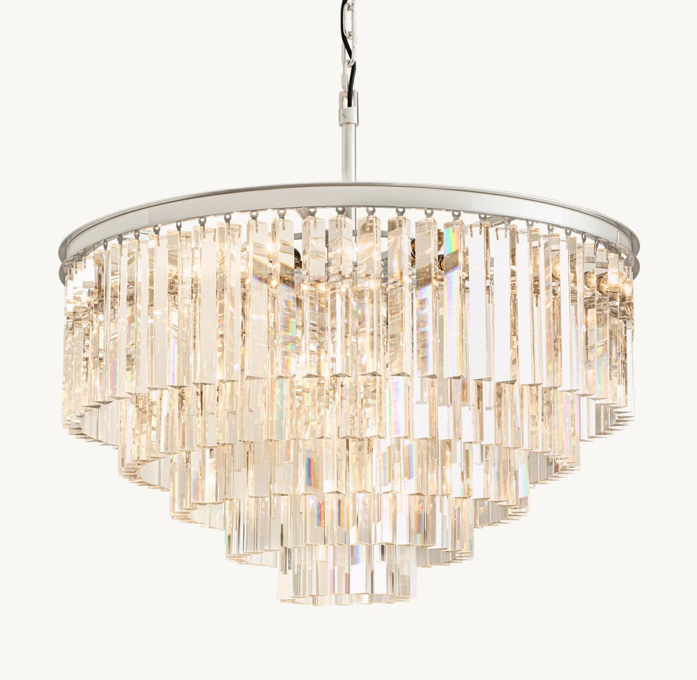 1920s Odeon Crystal Round Chandelier 32"
