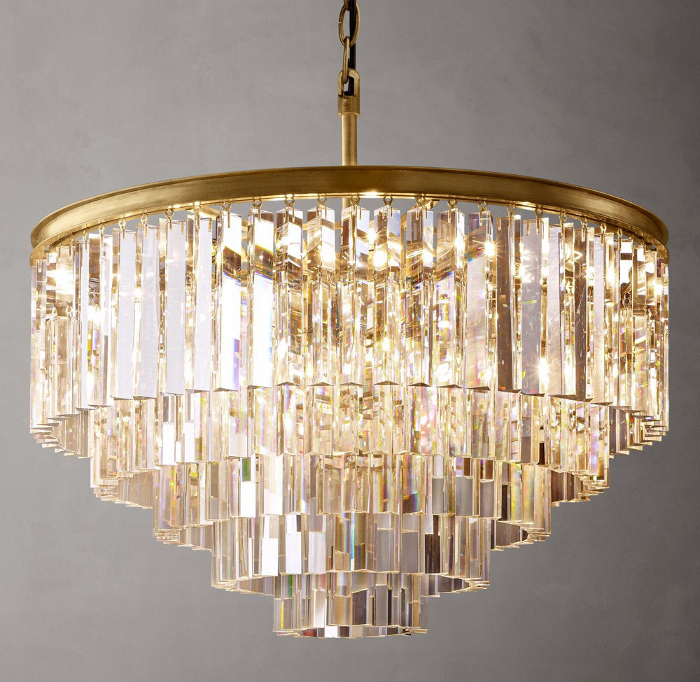 1920s Odeon Crystal Round Chandelier 32"