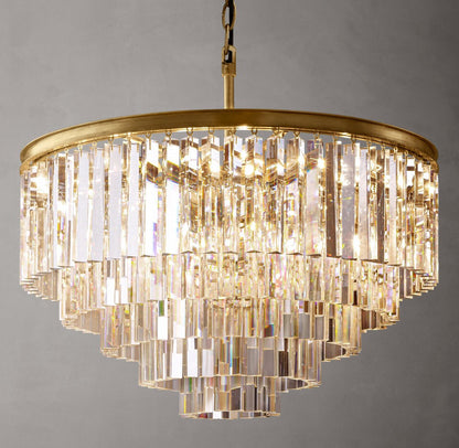 1920s Odeon Crystal Round Chandelier 32"