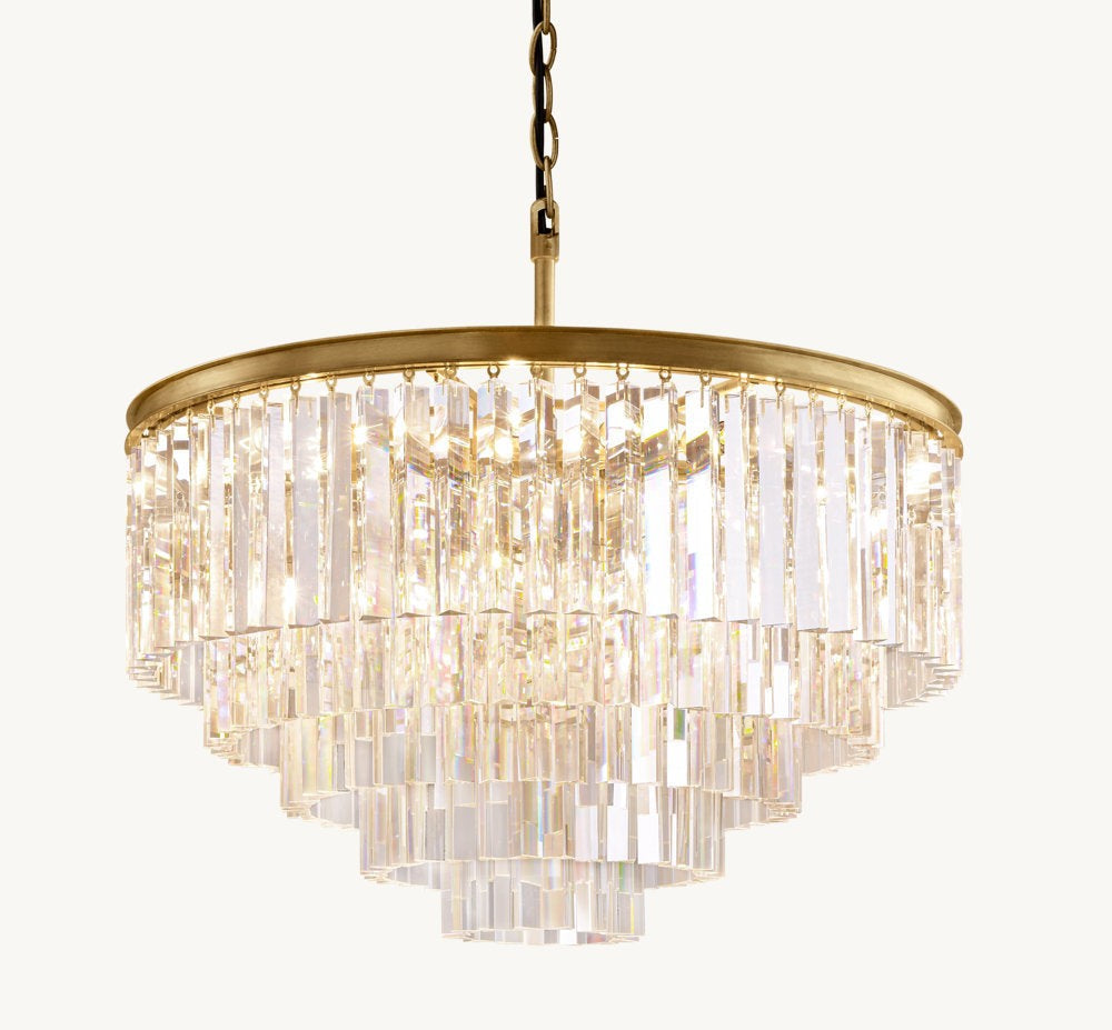 1920s Odeon Crystal Round Chandelier 32"