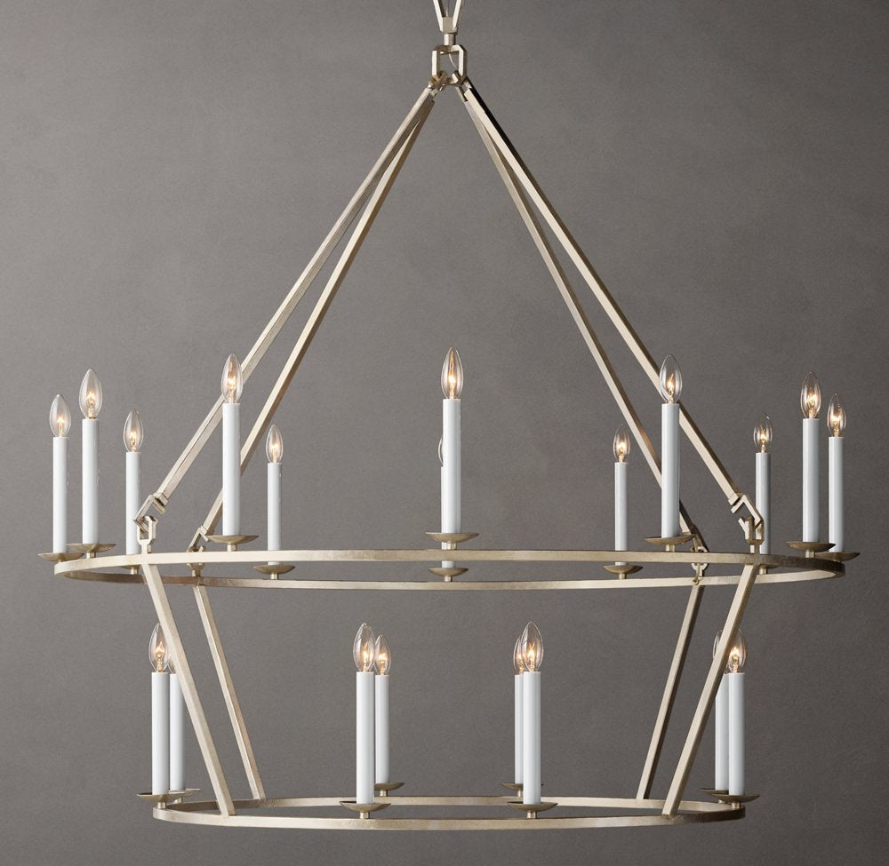 19th-Century English Openwork Two-Tier Round Chandelier 50"