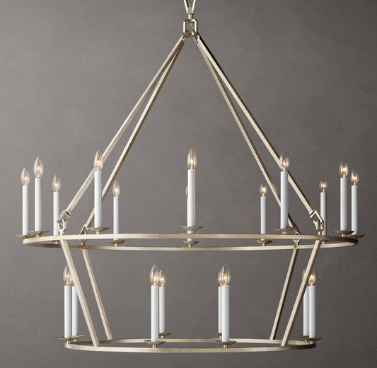 19th-Century English Openwork Two-Tier Round Chandelier 50"