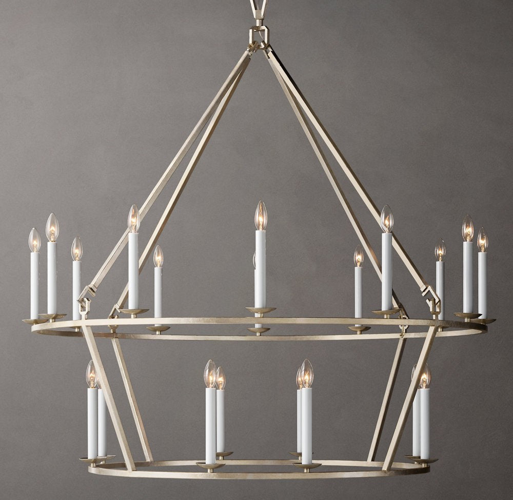 19th-Century English Openwork Two-Tier Round Chandelier 50"