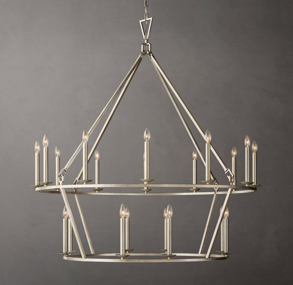 19th-Century English Openwork Two-Tier Round Chandelier 50"