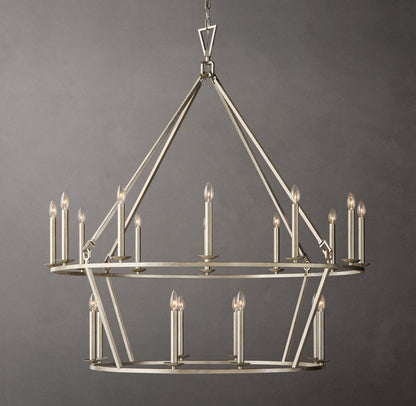 19th-Century English Openwork Two-Tier Round Chandelier 50"