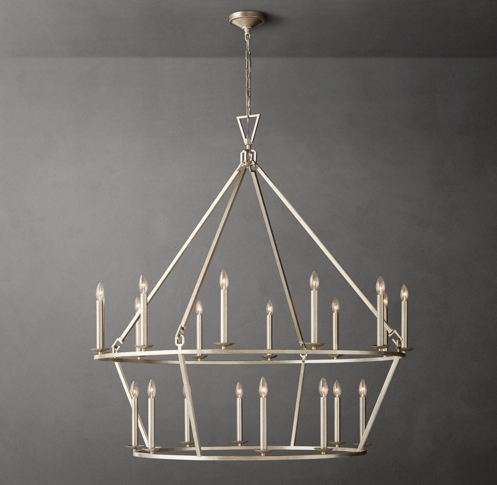 19th-Century English Openwork Two-Tier Round Chandelier 50"