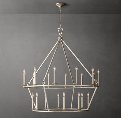 19th-Century English Openwork Two-Tier Round Chandelier 50"