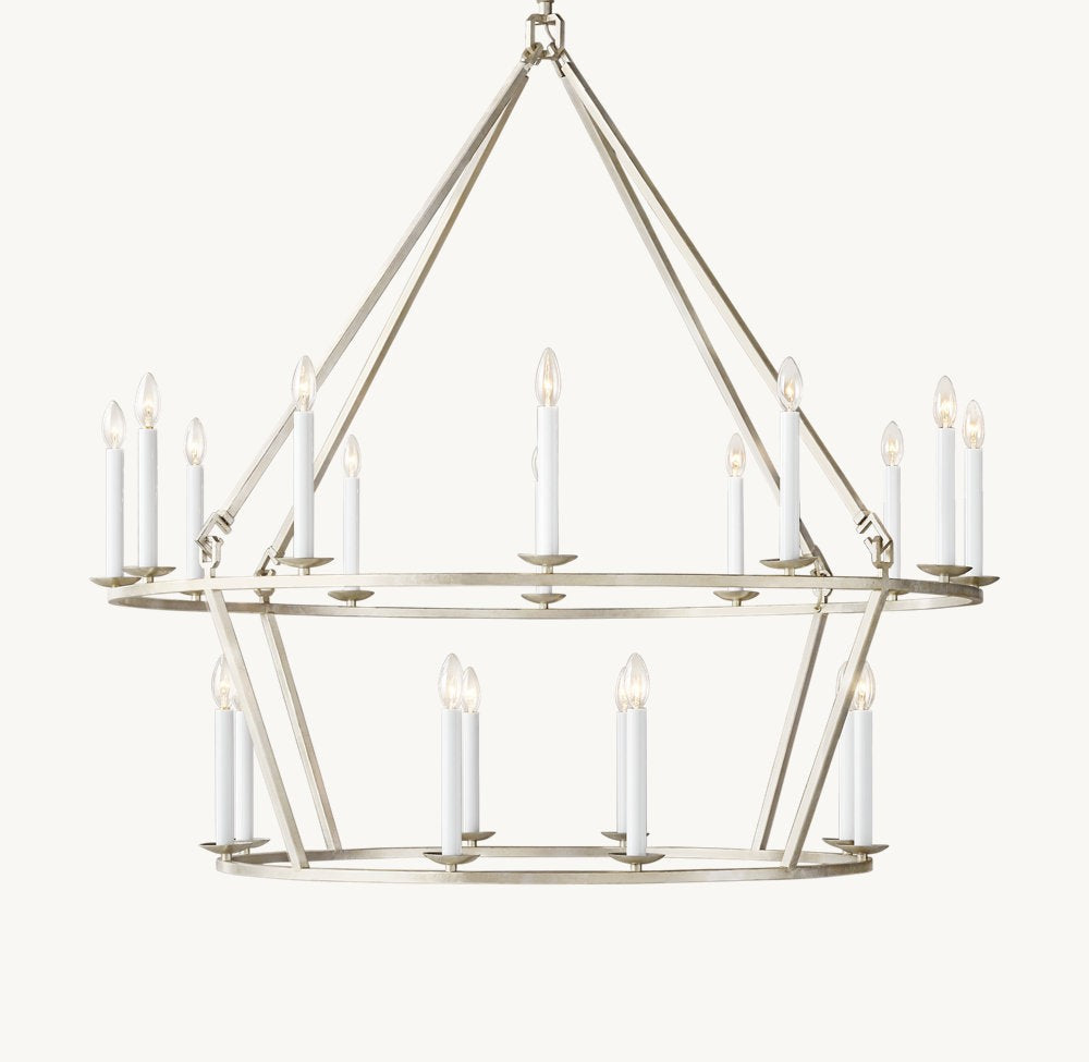 19th-Century English Openwork Two-Tier Round Chandelier 50"