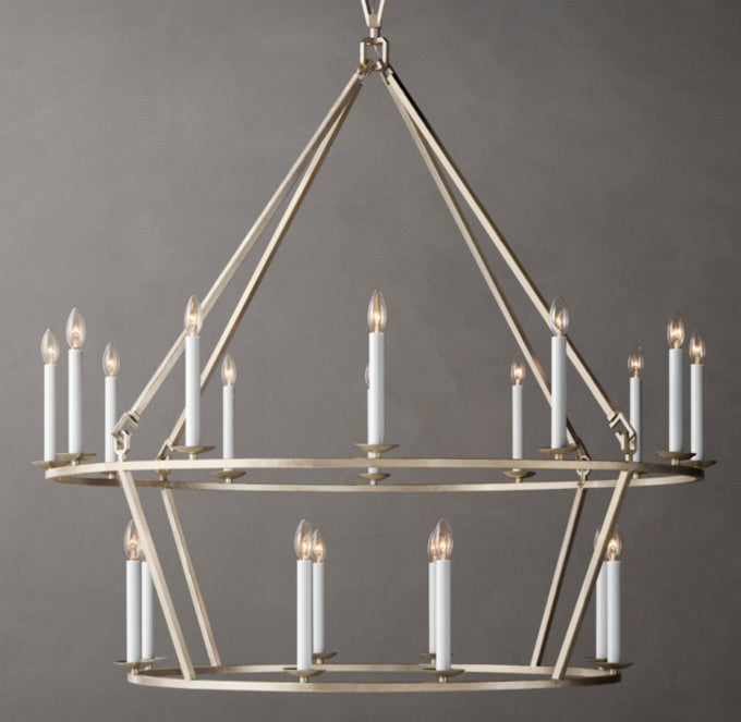 19th-Century English Openwork Two-Tier Round Chandelier 50"