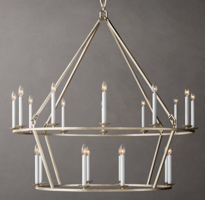 19th-Century English Openwork Two-Tier Round Chandelier 50"