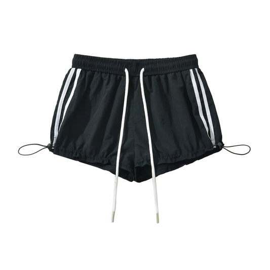Arieta Side-Stripe Shorts-Jet Black