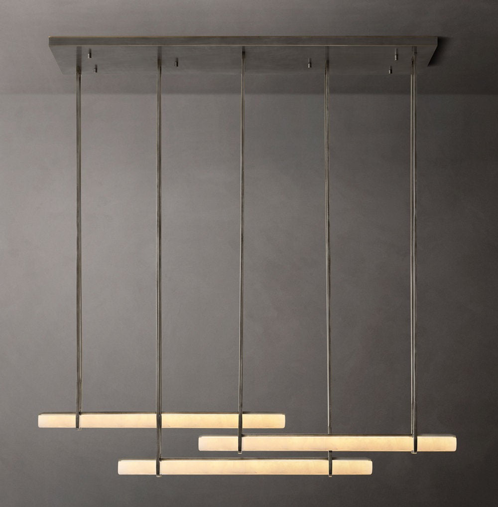 Audubon Alabaster Triple Bar Linear LED Chandelier
