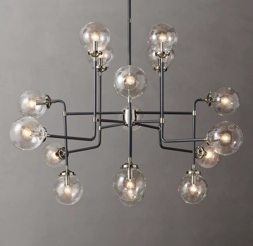 Bistro Globe Clear Glass Chandelier 56"