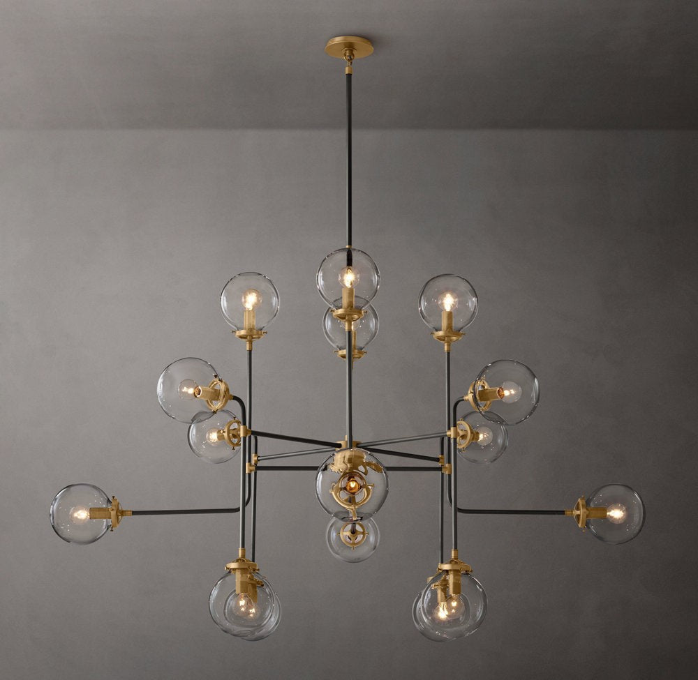 Bistro Globe Clear Glass Chandelier 56"