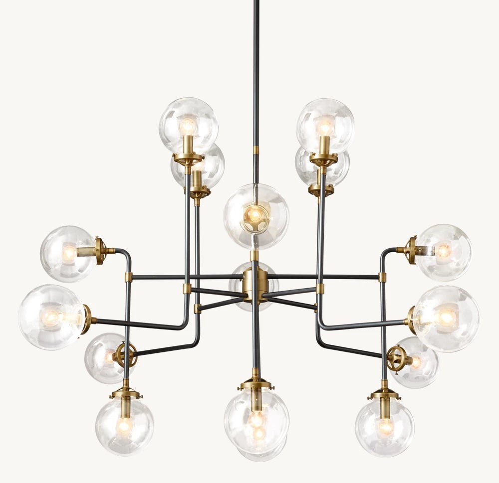 Bistro Globe Clear Glass Chandelier 56"