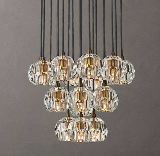 Boule de Cristal Clear Glass Round Cluster Chandelier 19"