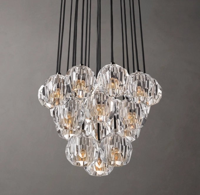 Boule de Cristal Clear Glass Round Cluster Chandelier 19"