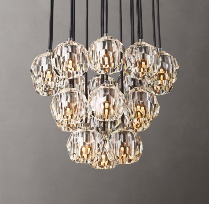 Boule de Cristal Clear Glass Round Cluster Chandelier 19"