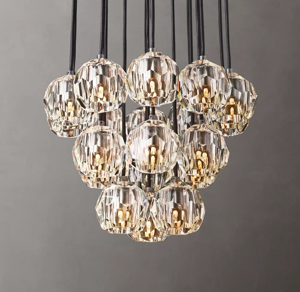 Boule de Cristal Clear Glass Round Cluster Chandelier 19"