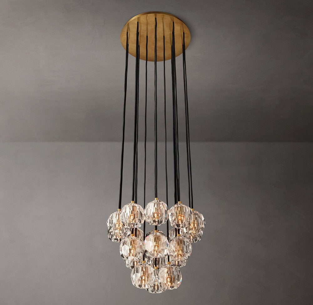 Boule de Cristal Clear Glass Round Cluster Chandelier 19"