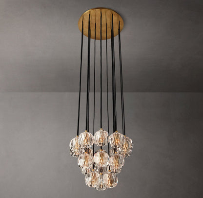 Boule de Cristal Clear Glass Round Cluster Chandelier 19"