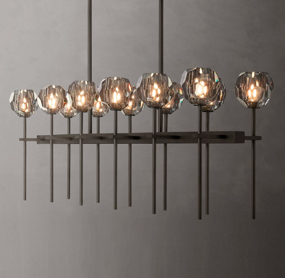 Boule de Cristal Smoke Glass Double Linear Chandelier 60"