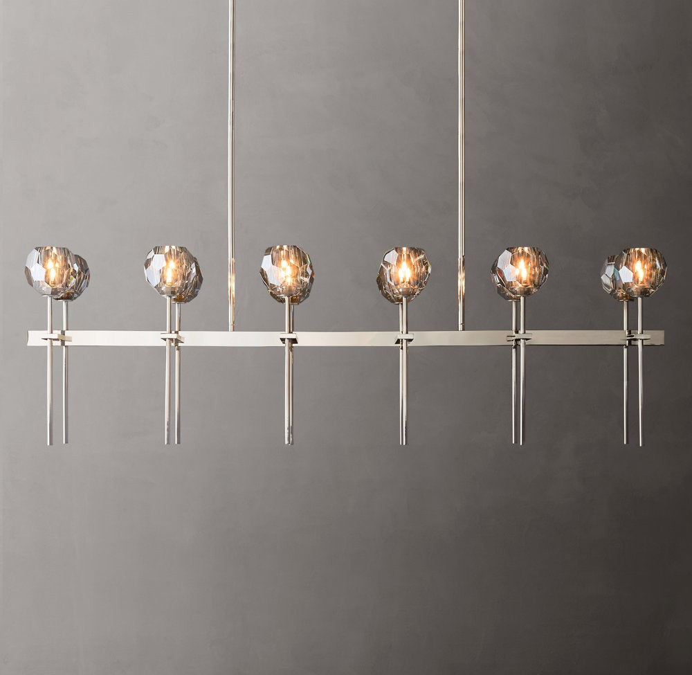 Boule de Cristal Smoke Glass Double Linear Chandelier 60"