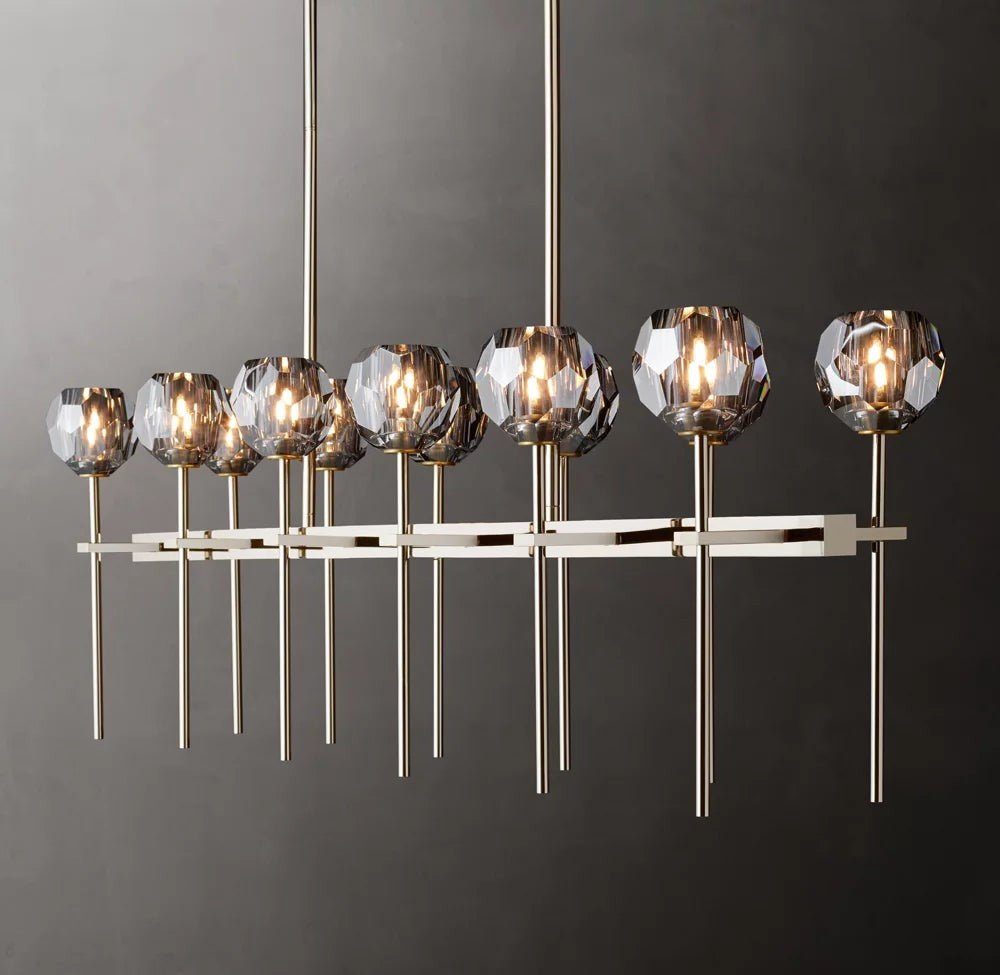 Boule de Cristal Smoke Glass Double Linear Chandelier 60"