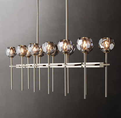Boule de Cristal Smoke Glass Double Linear Chandelier 60"