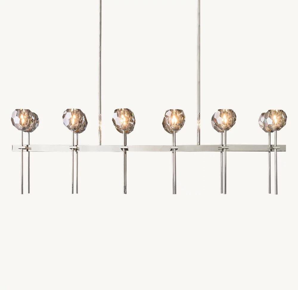 Boule de Cristal Smoke Glass Double Linear Chandelier 60"