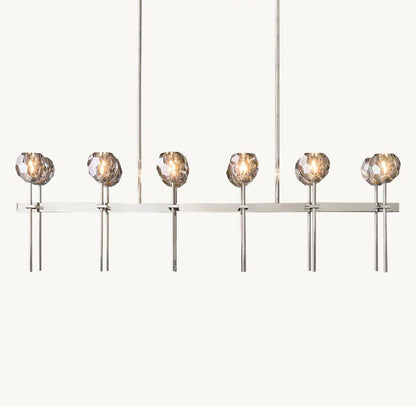 Boule de Cristal Smoke Glass Double Linear Chandelier 60"