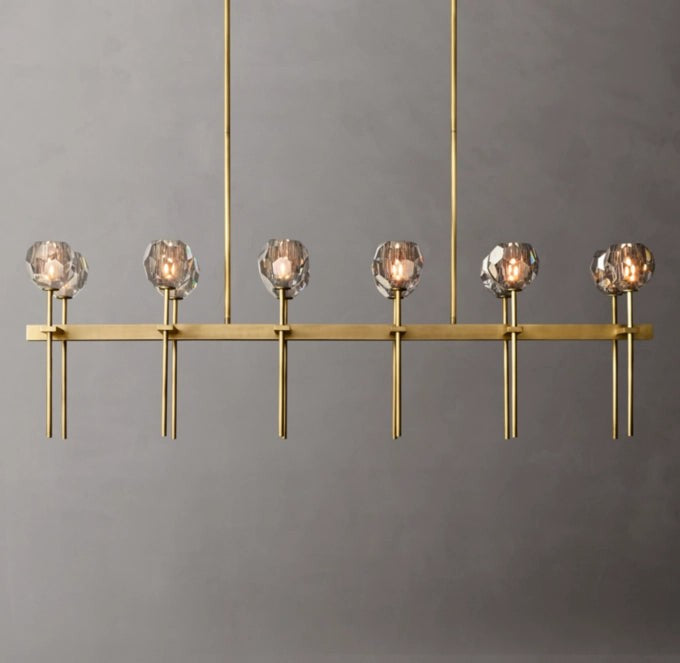 Boule de Cristal Smoke Glass Double Linear Chandelier 60"