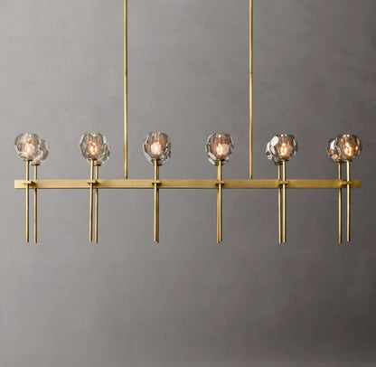 Boule de Cristal Smoke Glass Double Linear Chandelier 60"