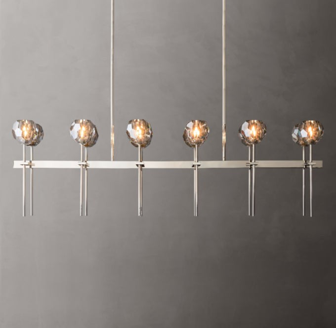 Boule de Cristal Smoke Glass Double Linear Chandelier 60"