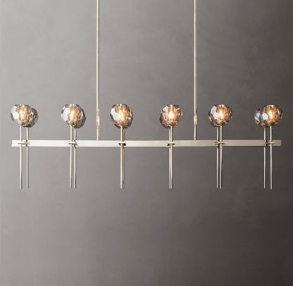 Boule de Cristal Smoke Glass Double Linear Chandelier 60"