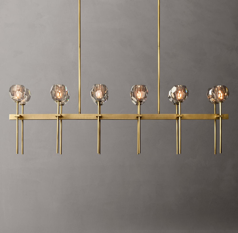 Boule de Cristal Smoke Glass Double Linear Chandelier 60"