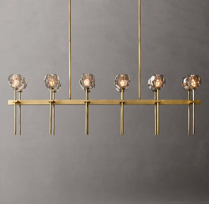 Boule de Cristal Smoke Glass Double Linear Chandelier 60"