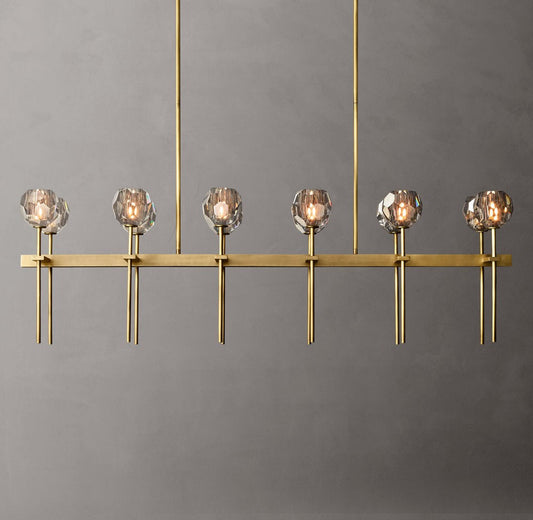 Boule de Cristal Smoke Glass Double Linear Chandelier 60"