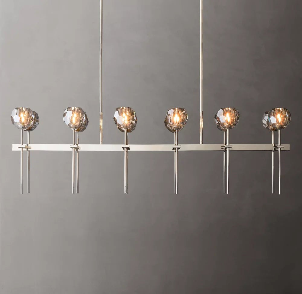 Boule de Cristal Smoke Glass Double Linear Chandelier 60"