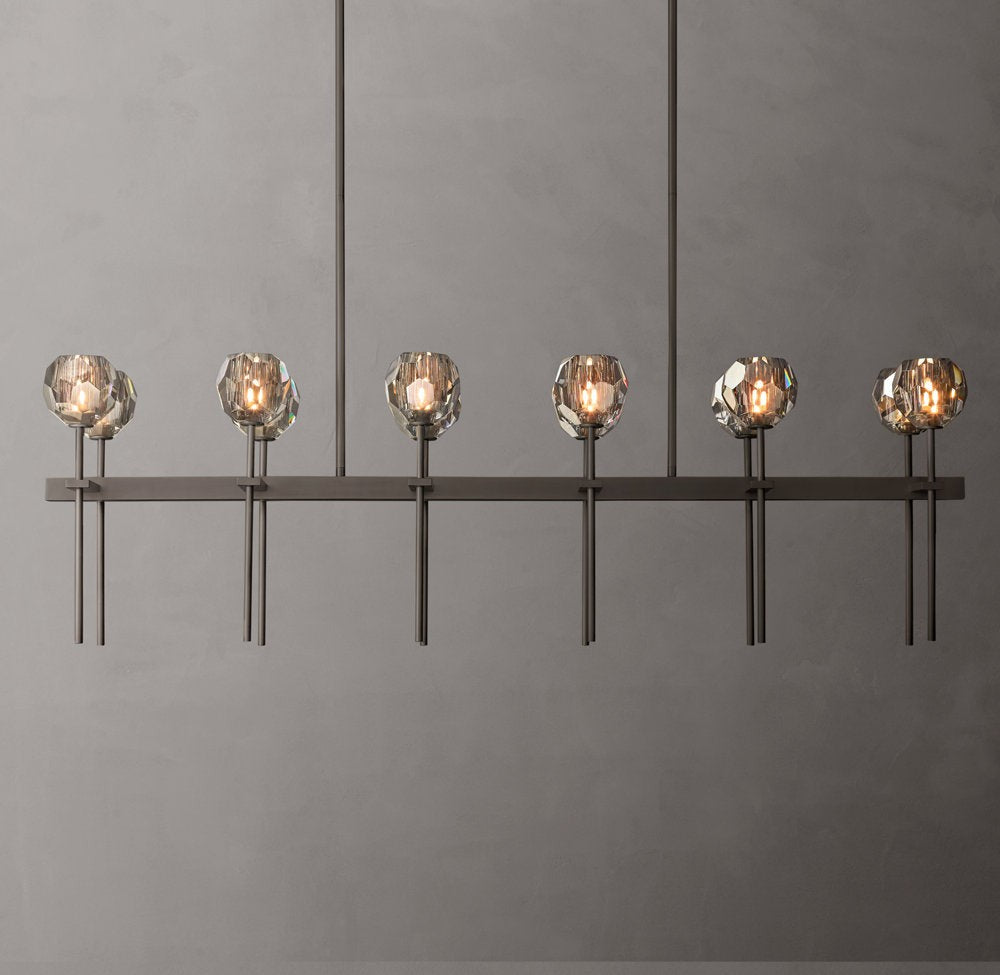 Boule de Cristal Smoke Glass Double Linear Chandelier 60"