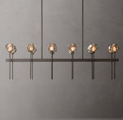 Boule de Cristal Smoke Glass Double Linear Chandelier 60"