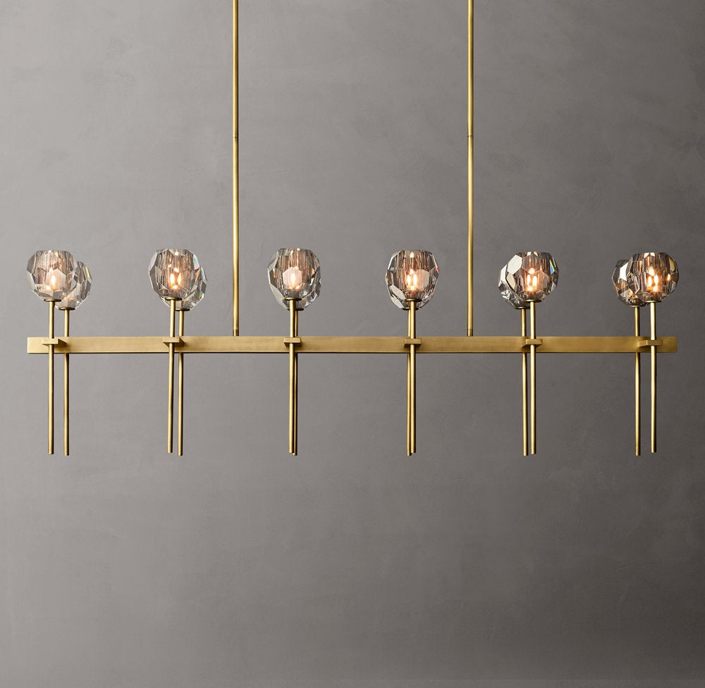 Boule de Cristal Smoke Glass Double Linear Chandelier 60"