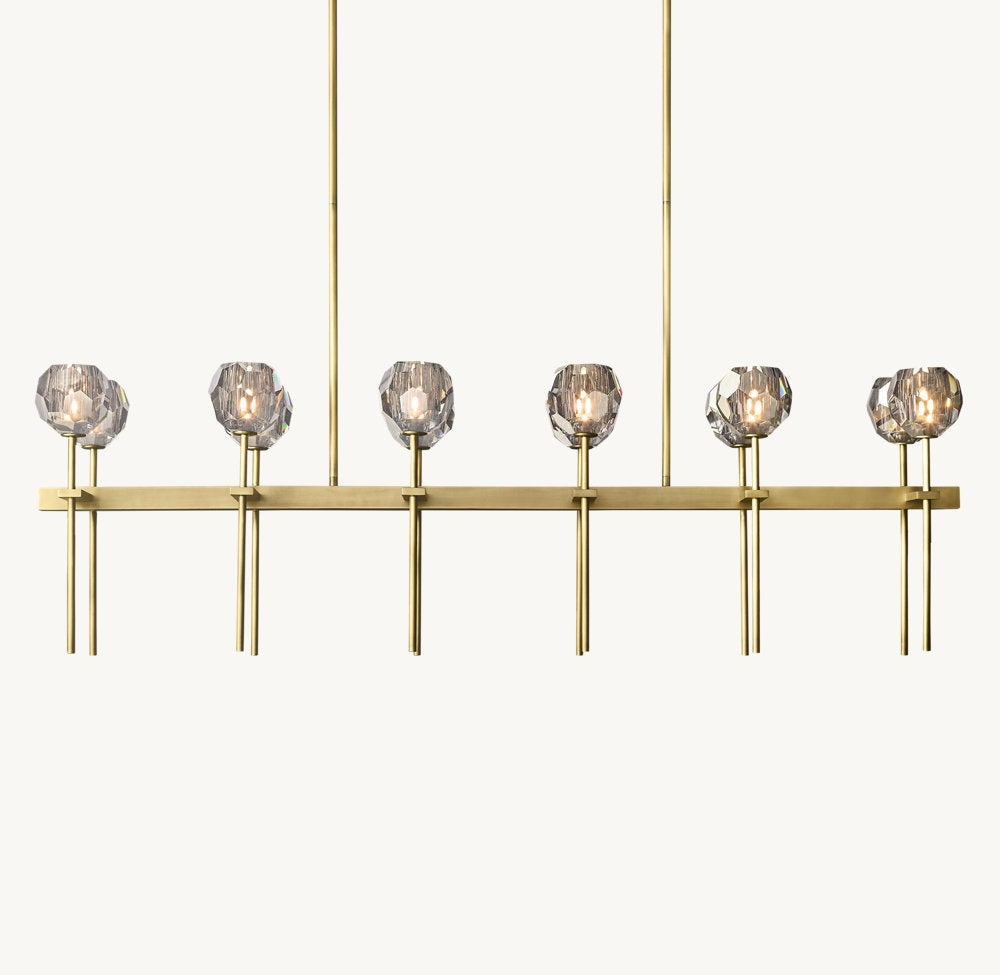 Boule de Cristal Smoke Glass Double Linear Chandelier 60"